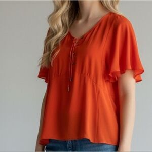 HD In Paris Tangerine Orange Corset Bust Blouse